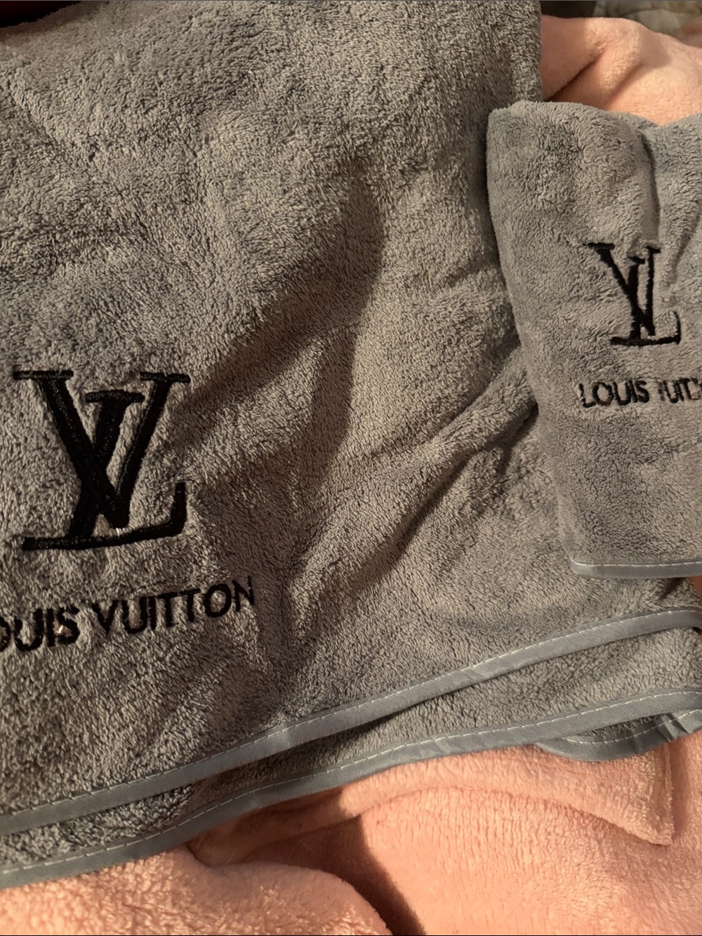 Plush, gray designer towels